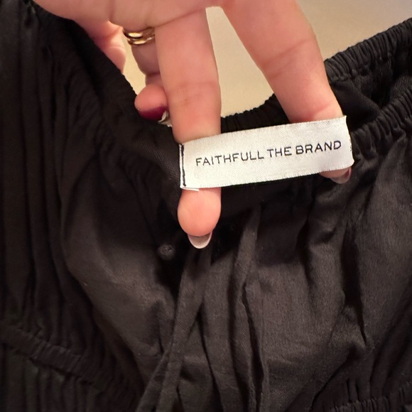 Faithfull the Brand black mini dress xs 2 off the shoulder square neckline - Picture 7 of 11